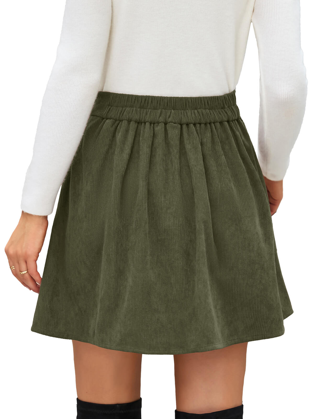 Women's button-down vintage corduroy midi skirt