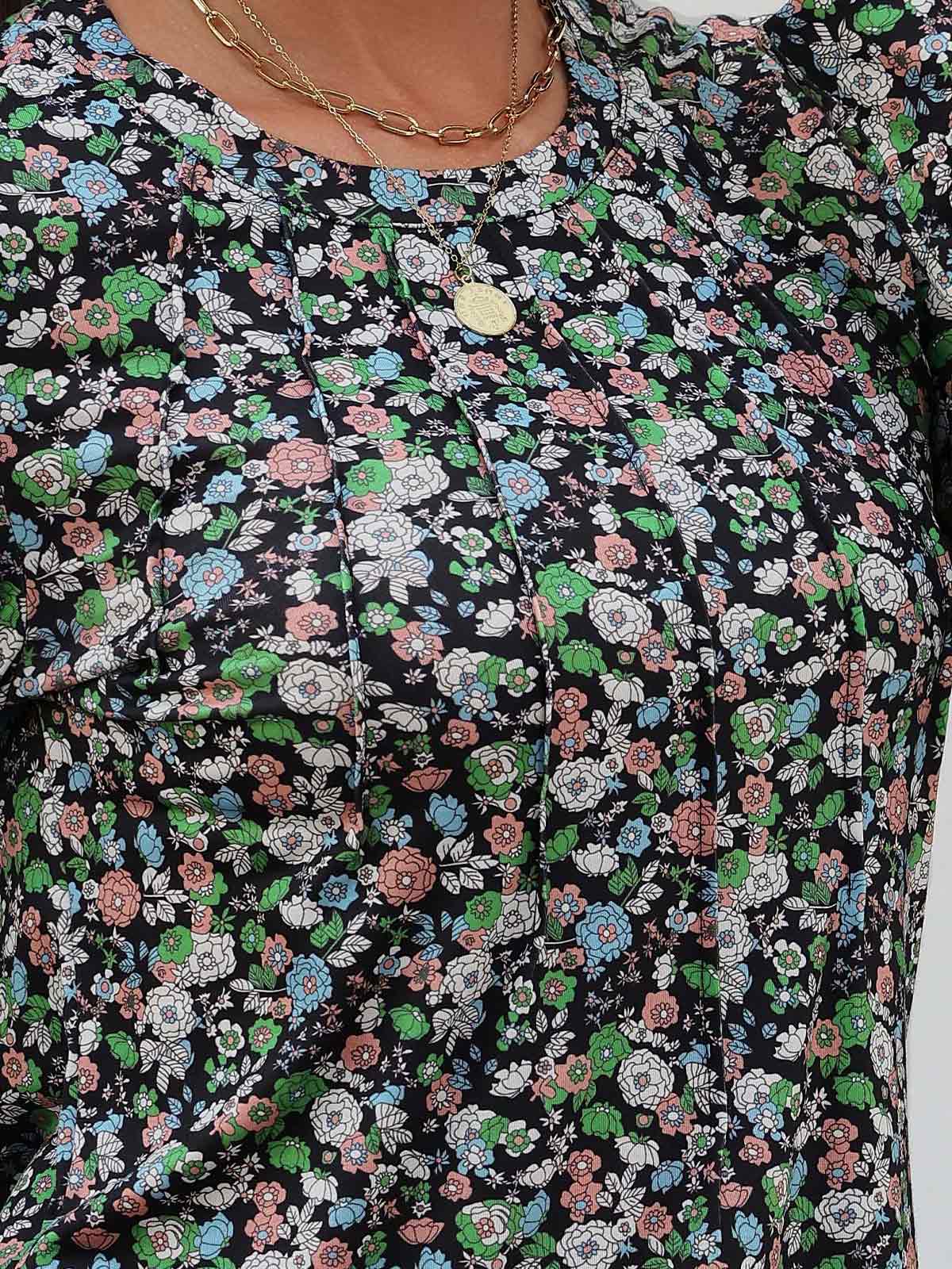HEEKPEK Womens Floral Printed Long Sleeve Tunic Top Casual Tee