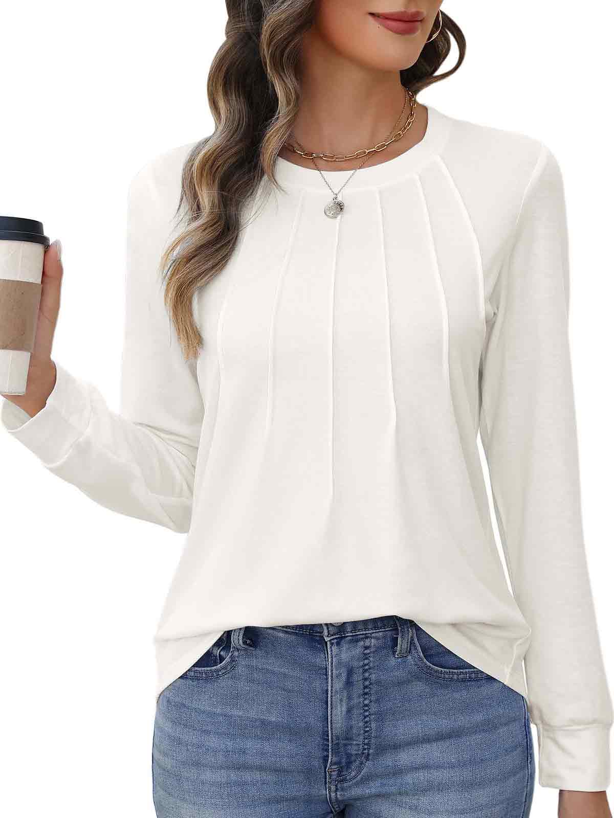 HEEKPEK Womens Floral Printed Long Sleeve Tunic Top Casual Tee