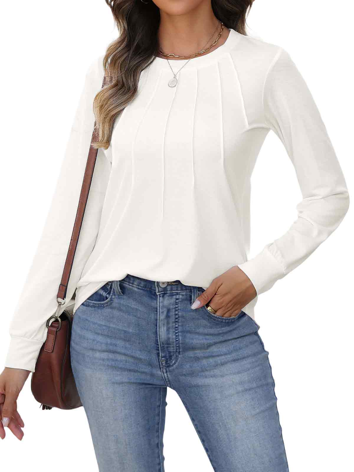 HEEKPEK Womens Floral Printed Long Sleeve Tunic Top Casual Tee