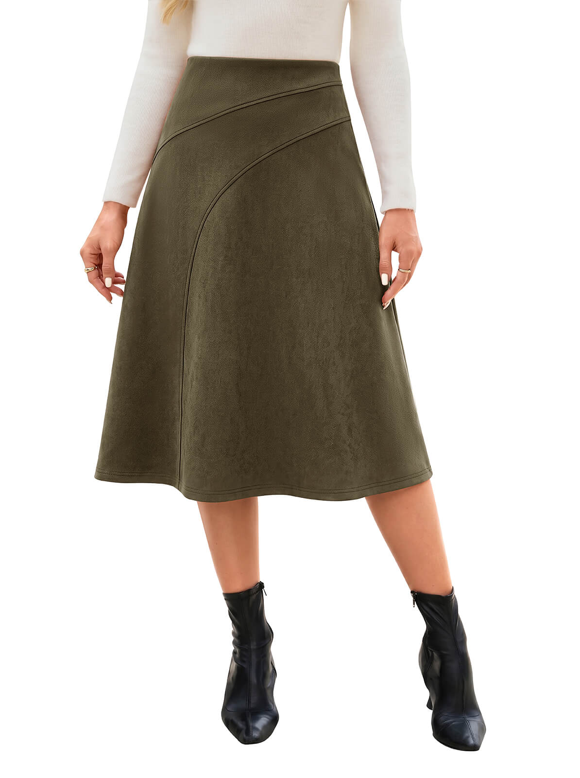 HEEKPEK Suede High-Waisted A-Line Skirt