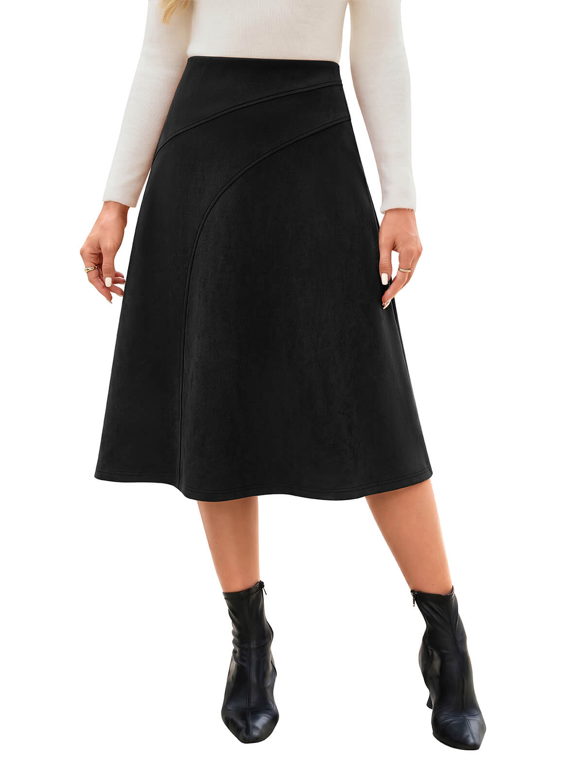 HEEKPEK Suede High-Waisted A-Line Skirt