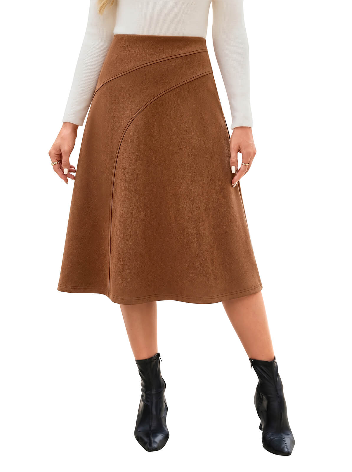 HEEKPEK Suede High-Waisted A-Line Skirt