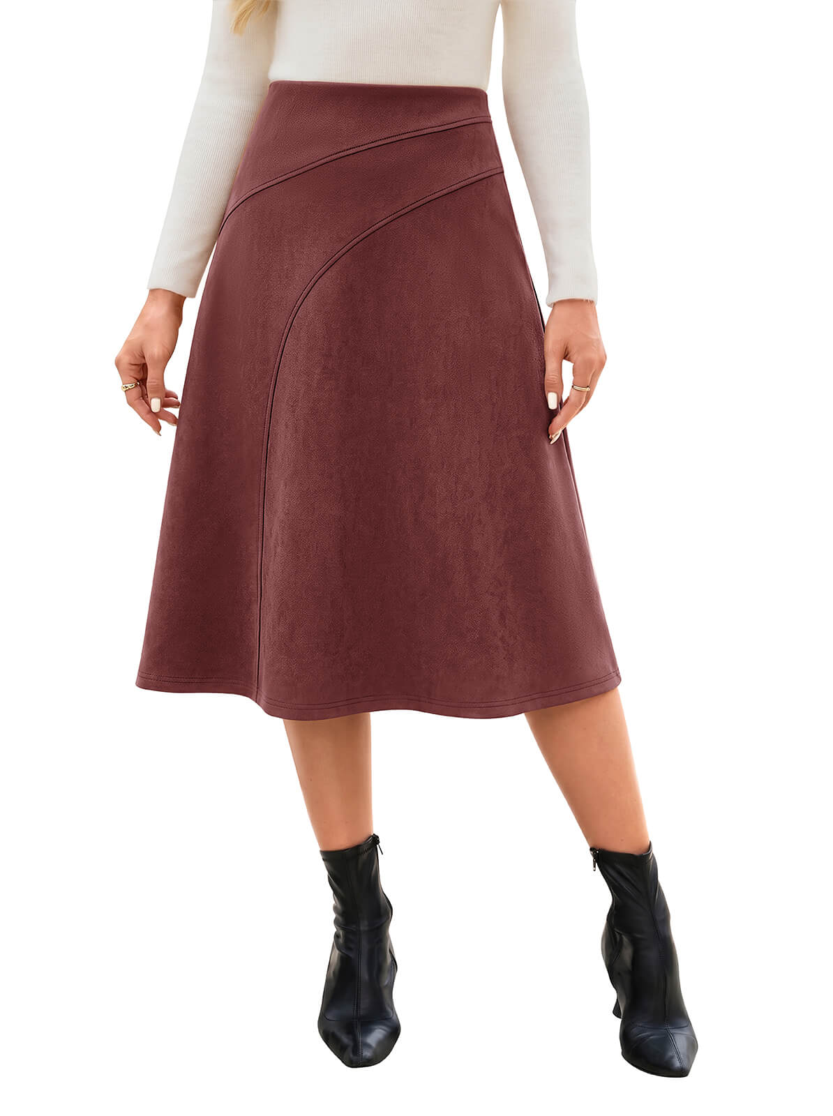 HEEKPEK Suede High-Waisted A-Line Skirt