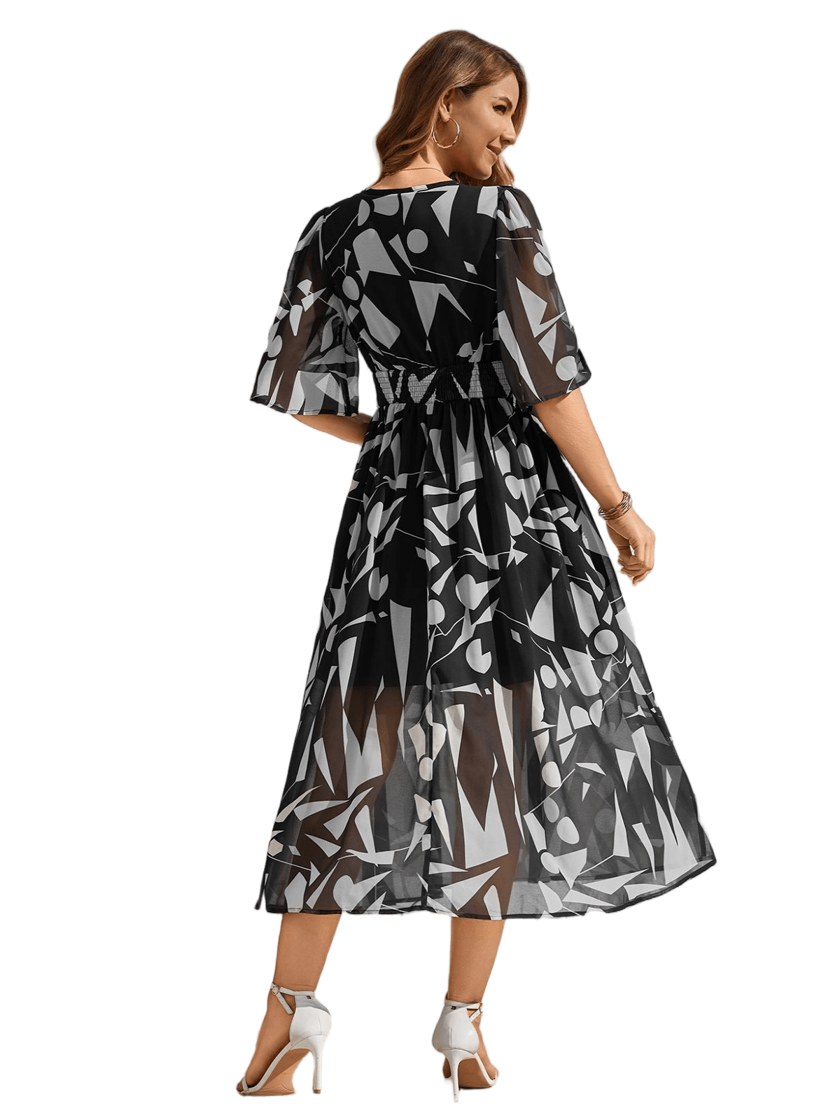 HEEKPEK Floral V-Neck Pleated Maxi Dress