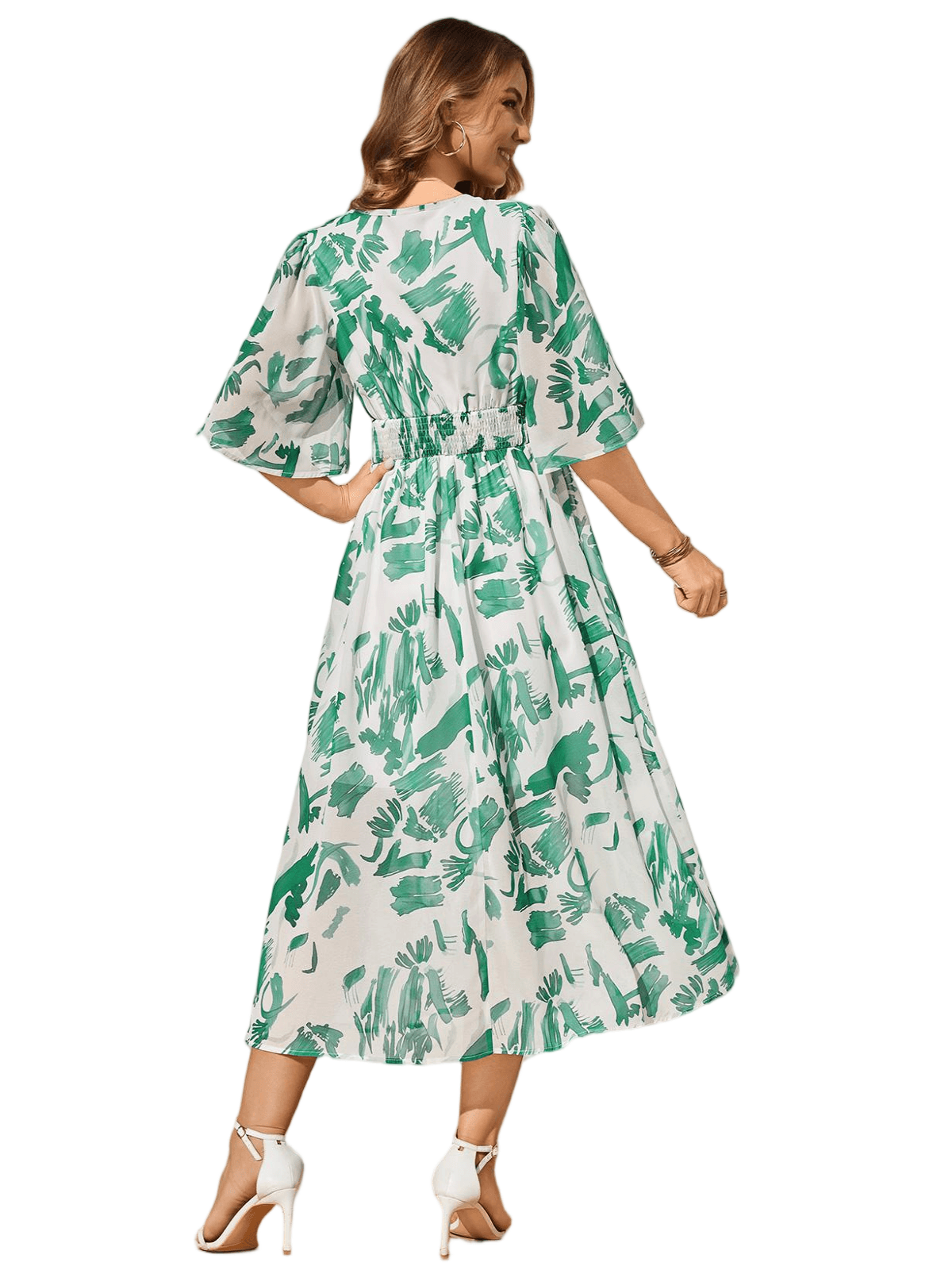 HEEKPEK Floral V-Neck Pleated Maxi Dress