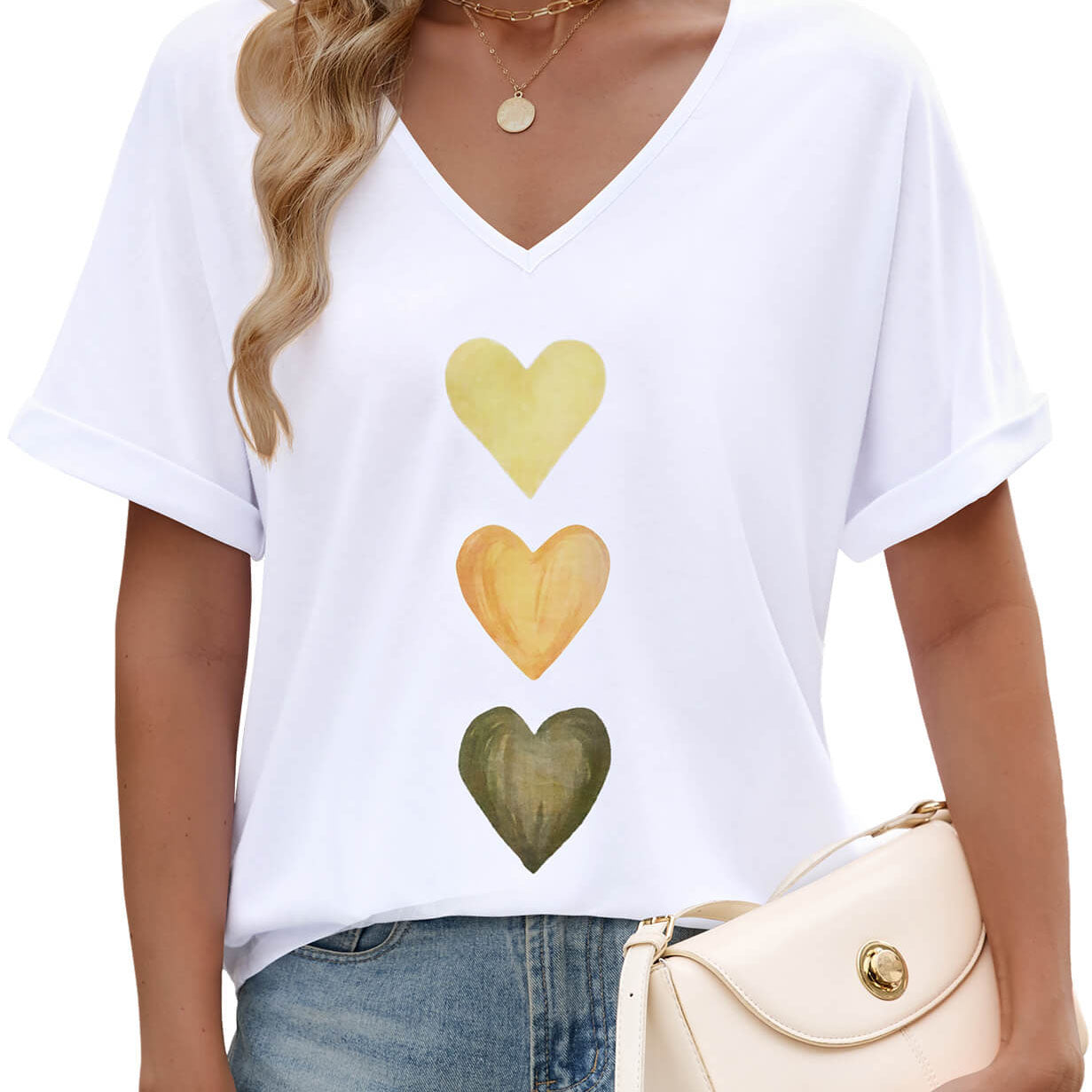 Women's Deep V Neck Short Sleeve T-Shirt
