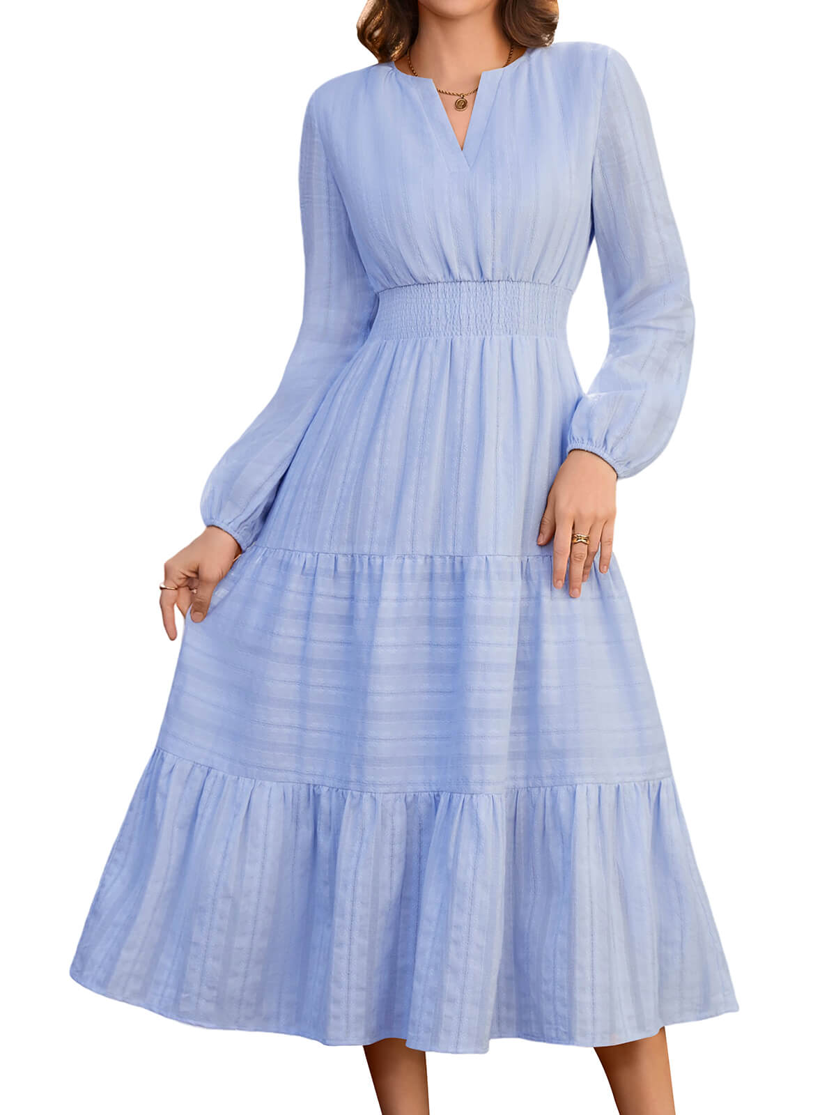 HEEKPEK Pure Cotton V-Neck Long Dress