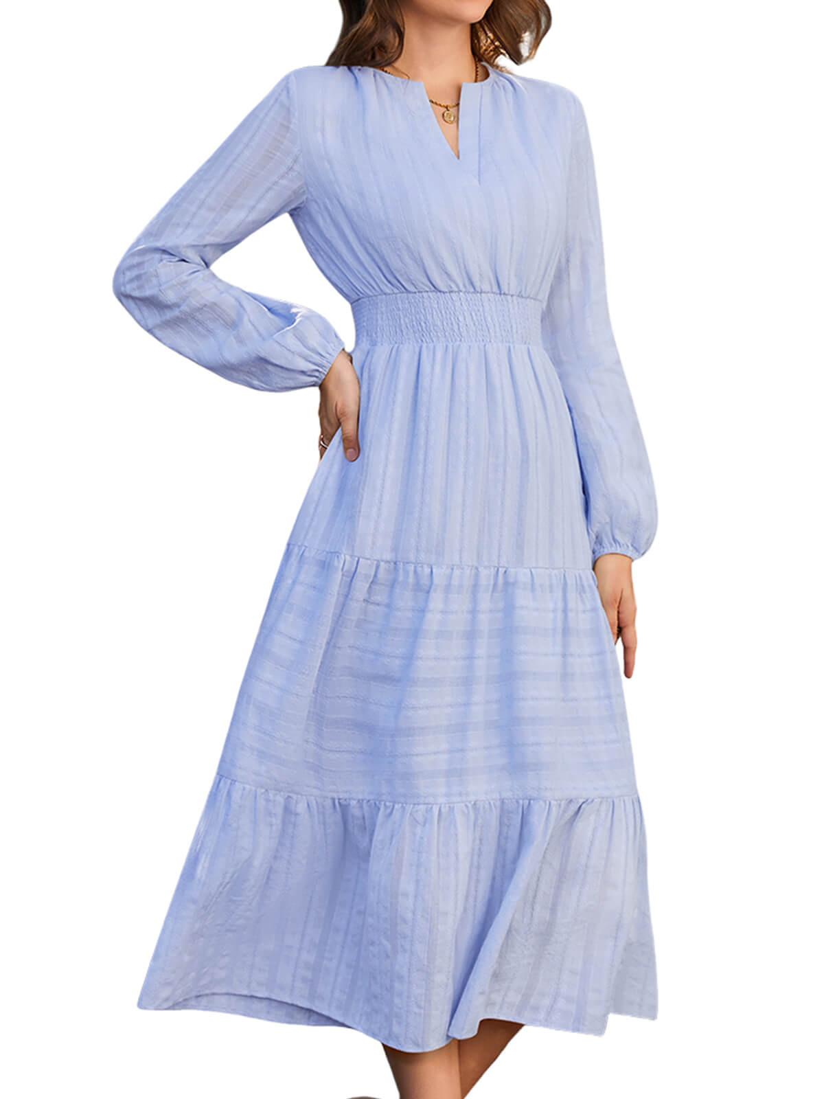 HEEKPEK Pure Cotton V-Neck Long Dress
