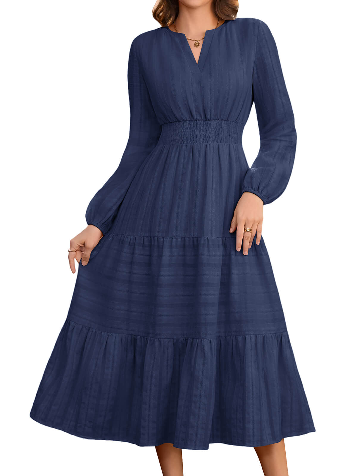 HEEKPEK Pure Cotton V-Neck Long Dress