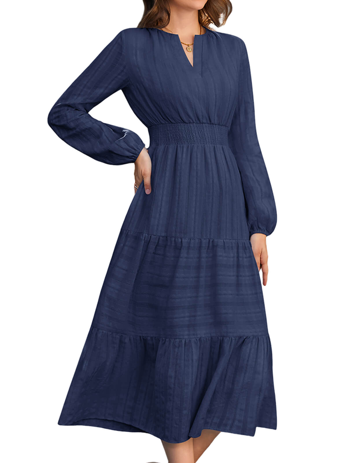 HEEKPEK Pure Cotton V-Neck Long Dress