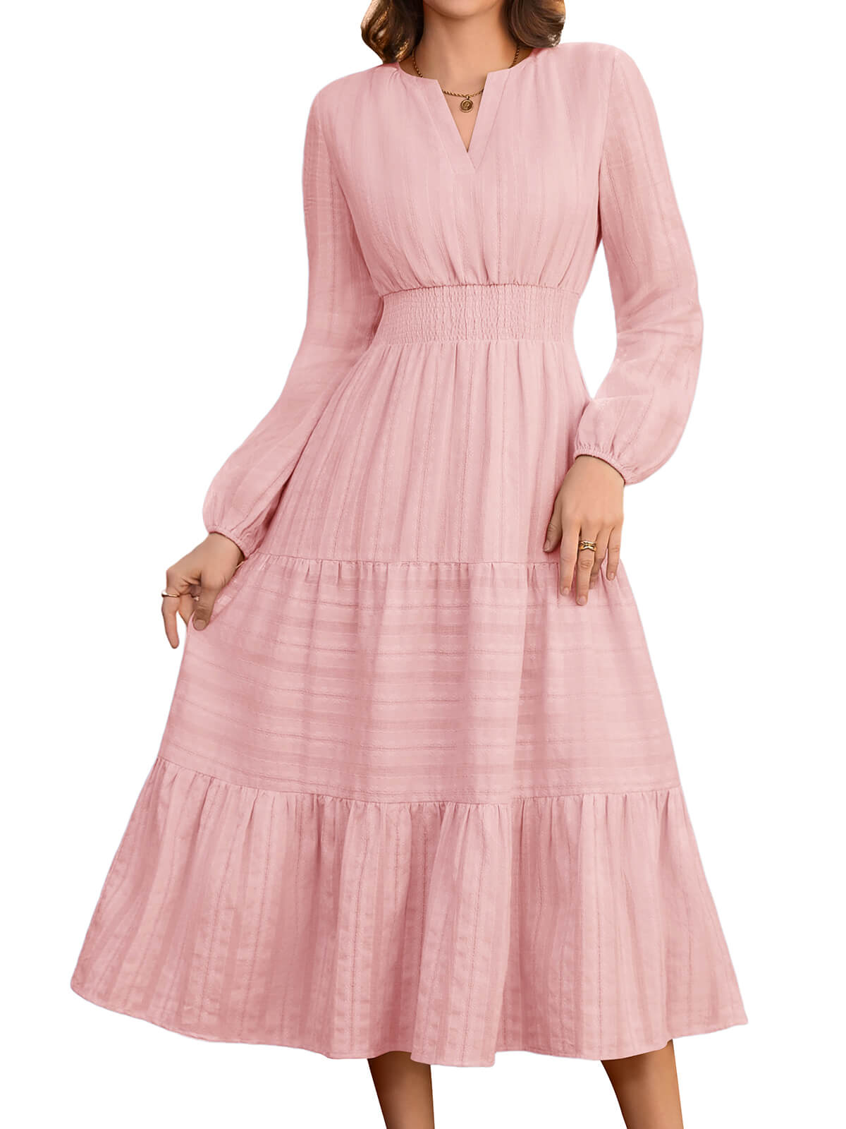 HEEKPEK Pure Cotton V-Neck Long Dress