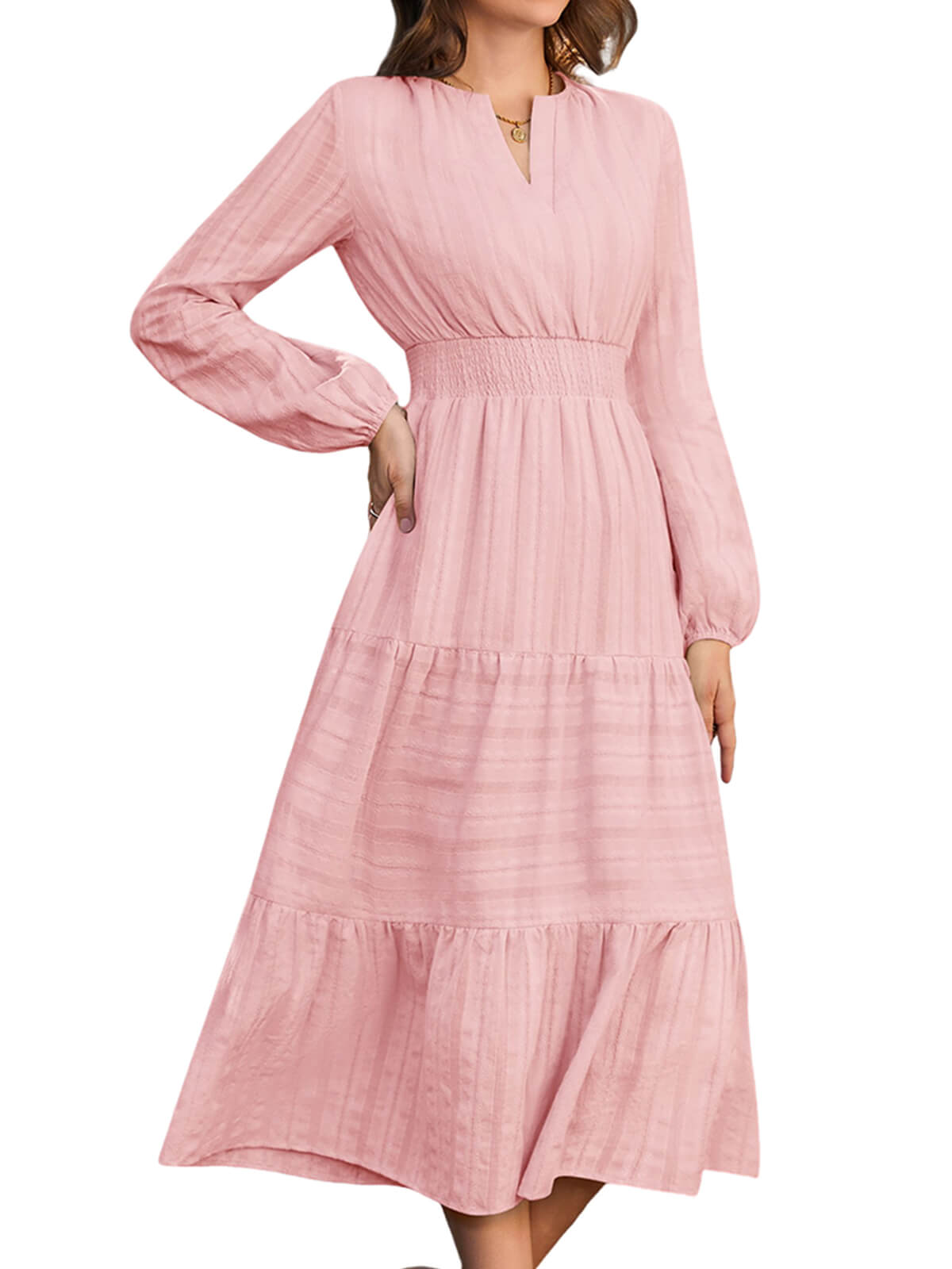 HEEKPEK Pure Cotton V-Neck Long Dress