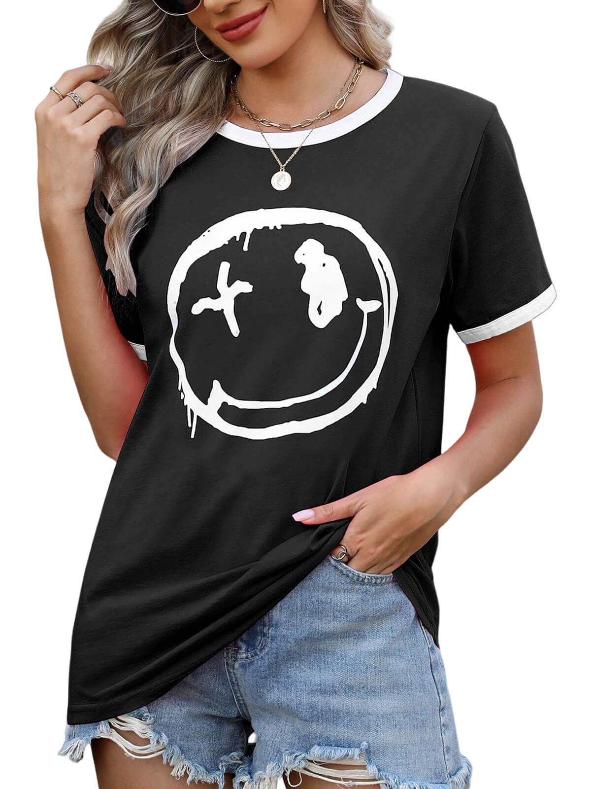 HEEKPEK Women’s Casual Printed Short Sleeve Tee