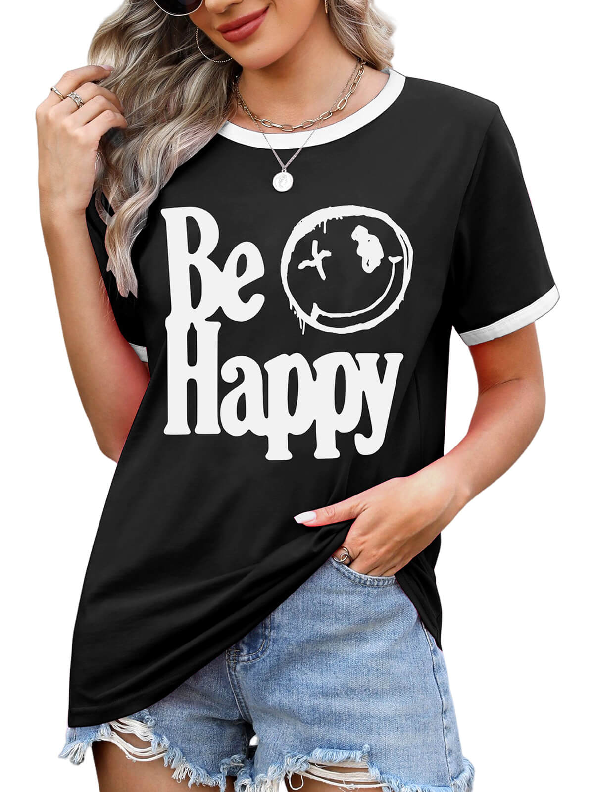 HEEKPEK Women’s Casual Printed Short Sleeve Tee