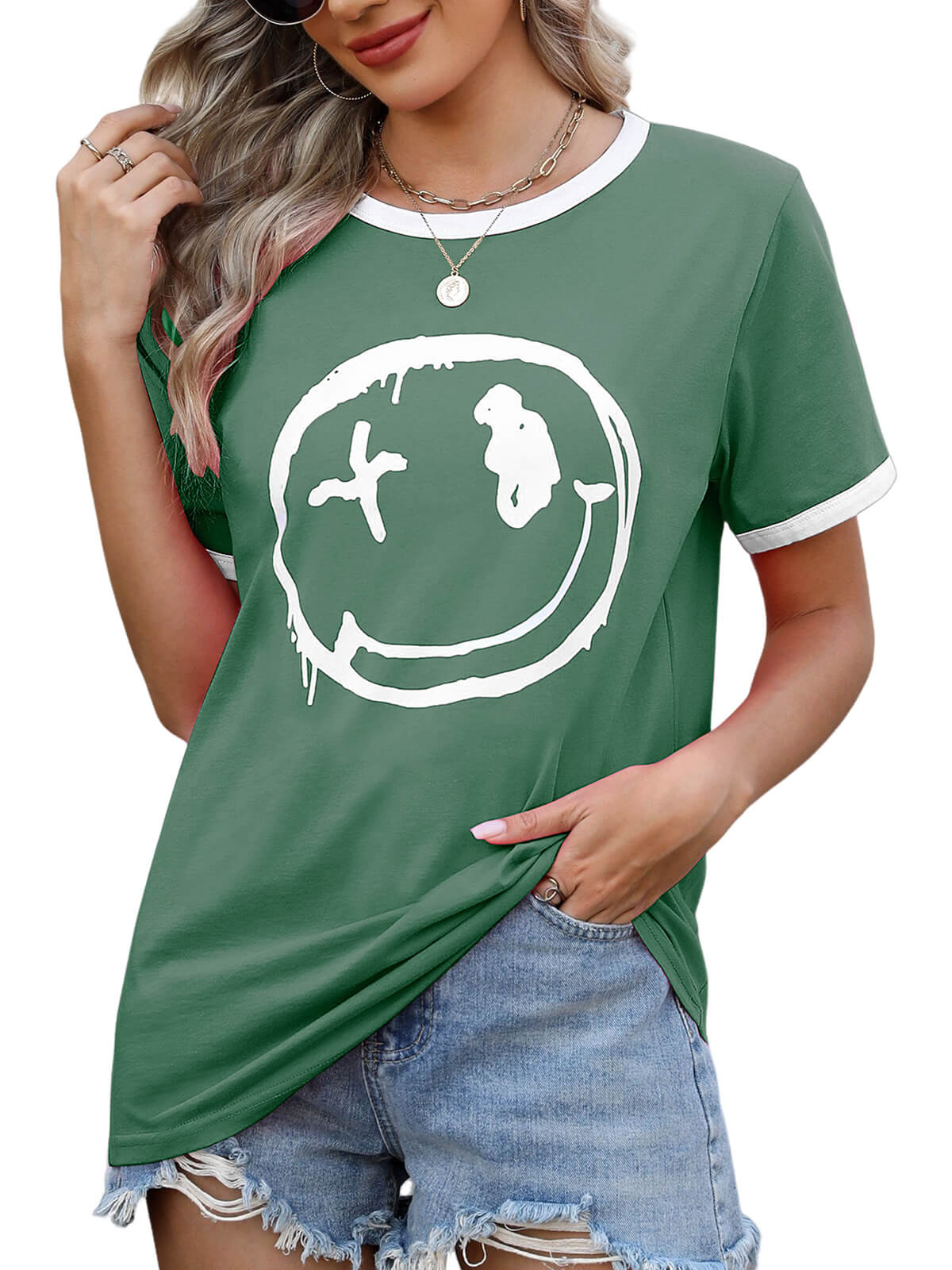 HEEKPEK Women’s Casual Printed Short Sleeve Tee
