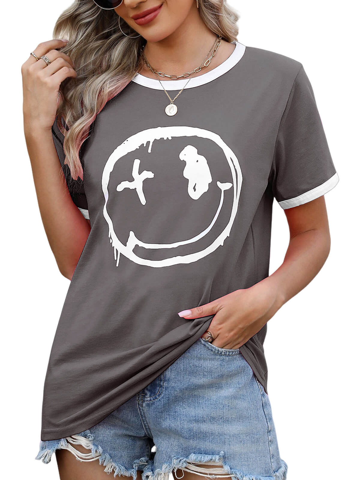 HEEKPEK Women’s Casual Printed Short Sleeve Tee