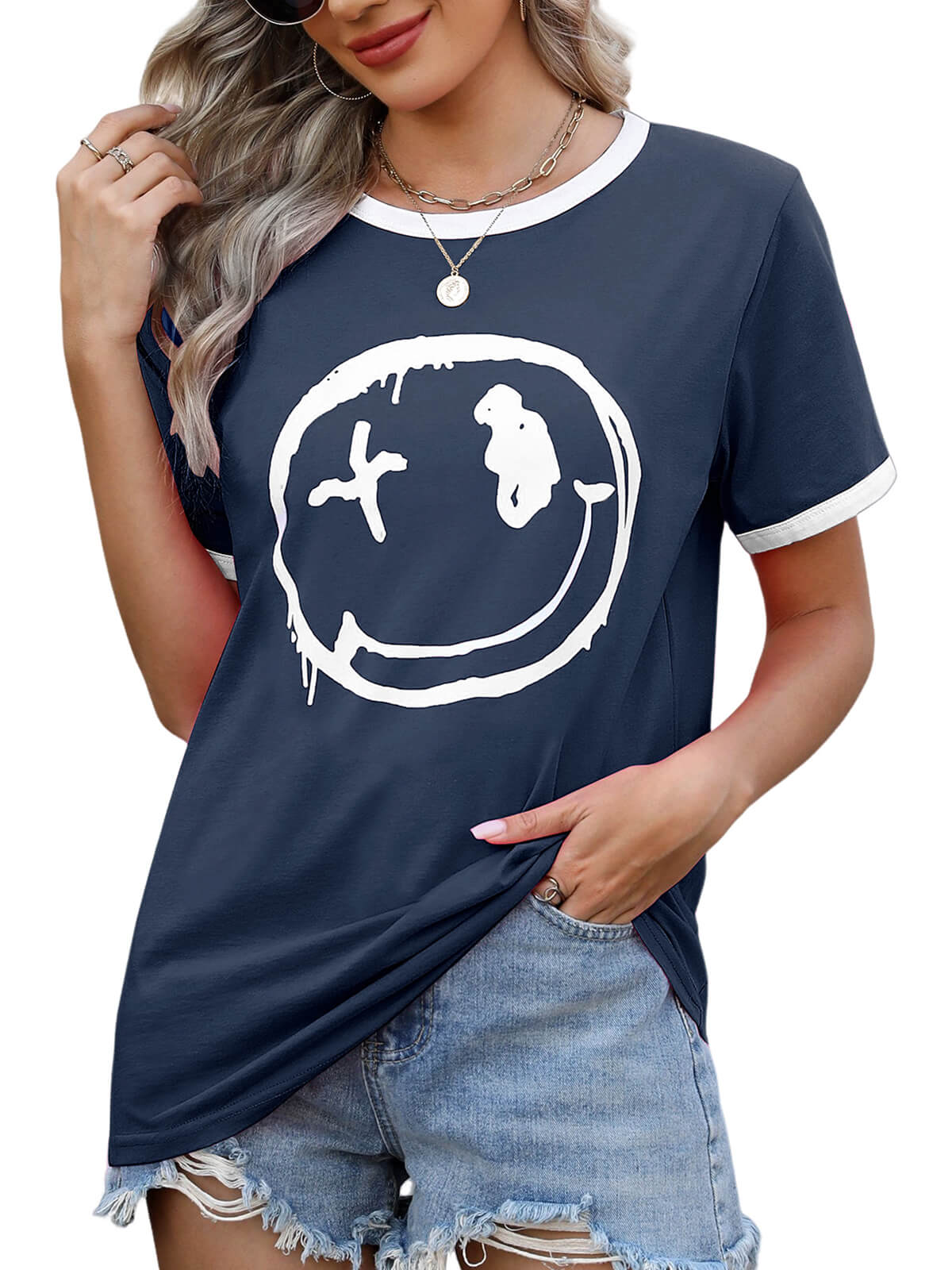 HEEKPEK Women’s Casual Printed Short Sleeve Tee