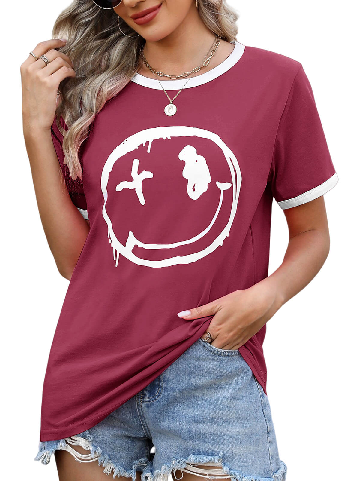 HEEKPEK Women’s Casual Printed Short Sleeve Tee