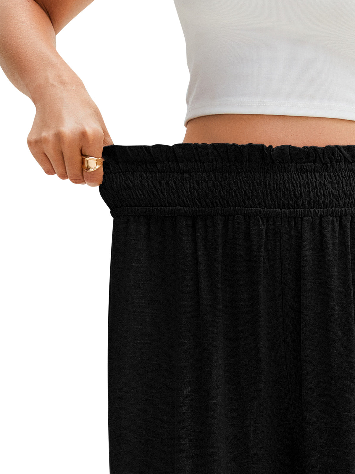 HEEKPEK Womens Linen Capri Pants Wide Leg High Waist Pockets