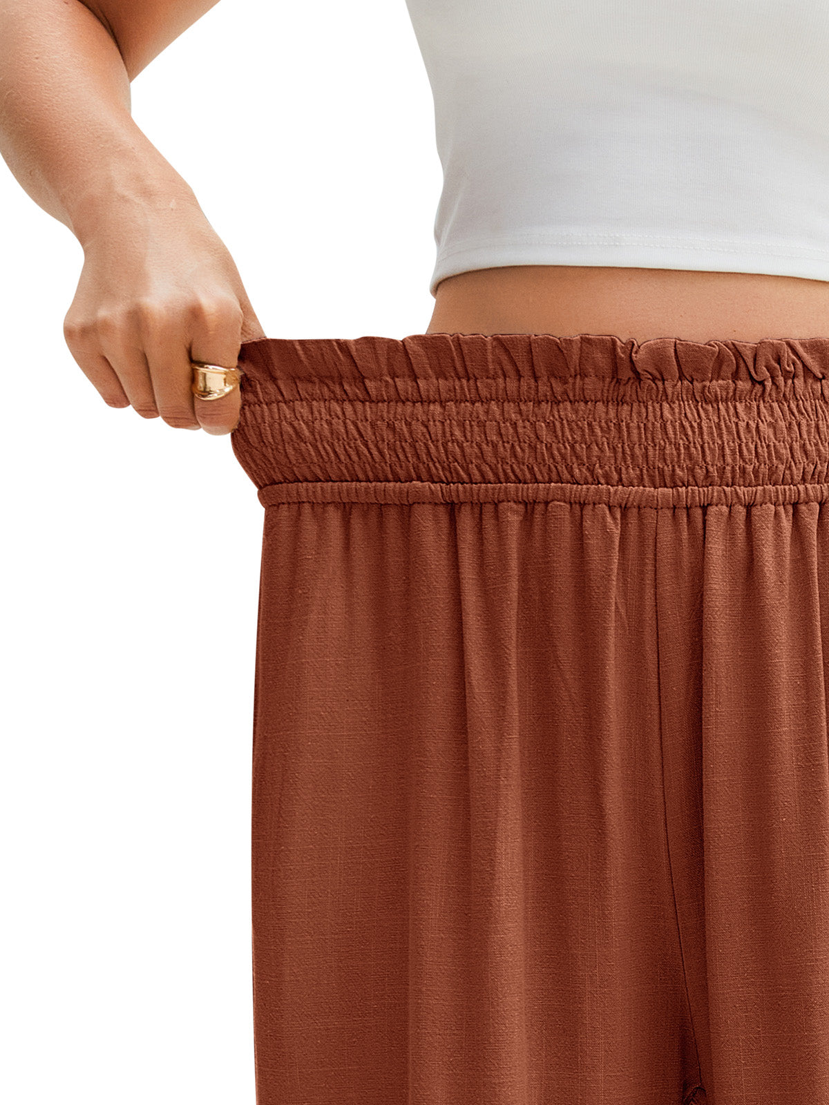 HEEKPEK Womens Linen Capri Pants Wide Leg High Waist Pockets