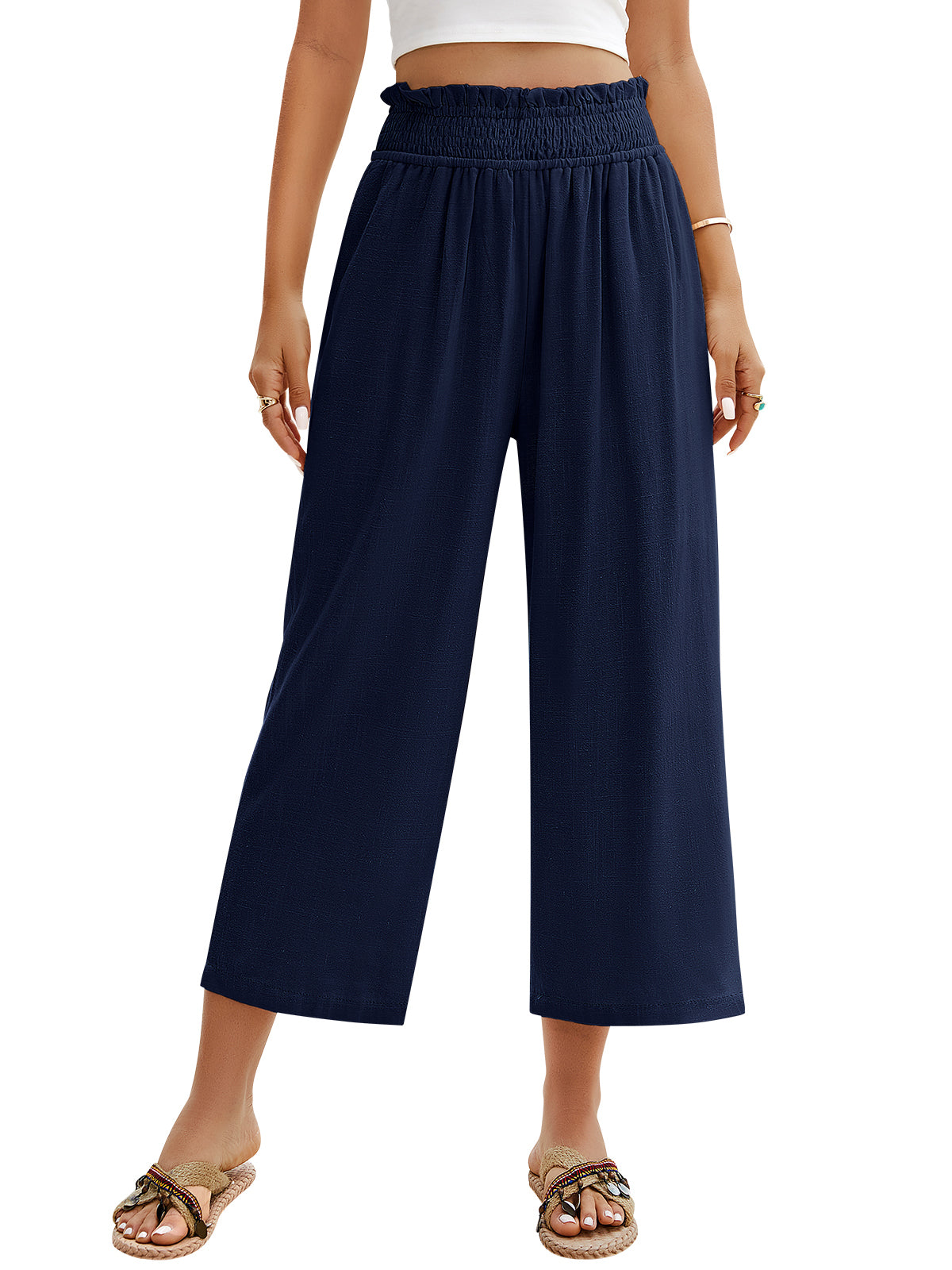 Pantalon en lin large pour femme