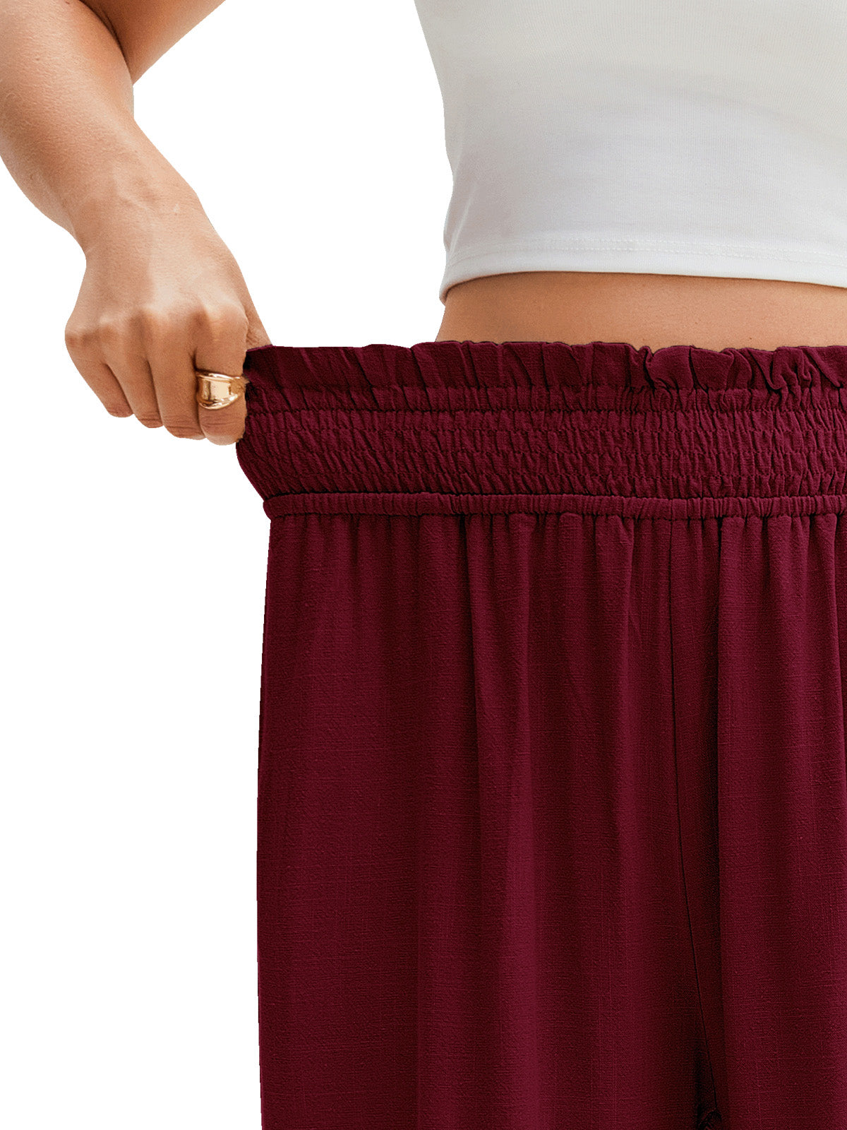 HEEKPEK Womens Linen Capri Pants Wide Leg High Waist Pockets