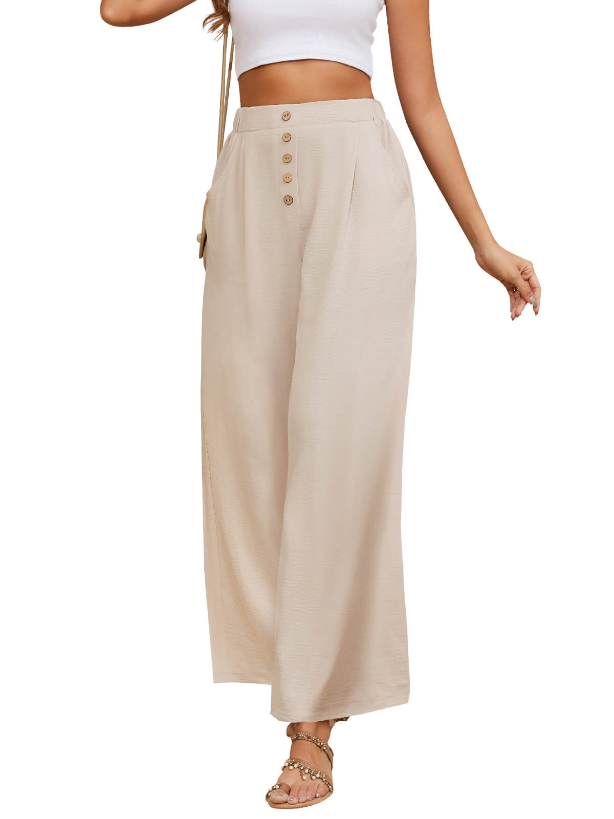 Damen Leinenhose Weites Bein