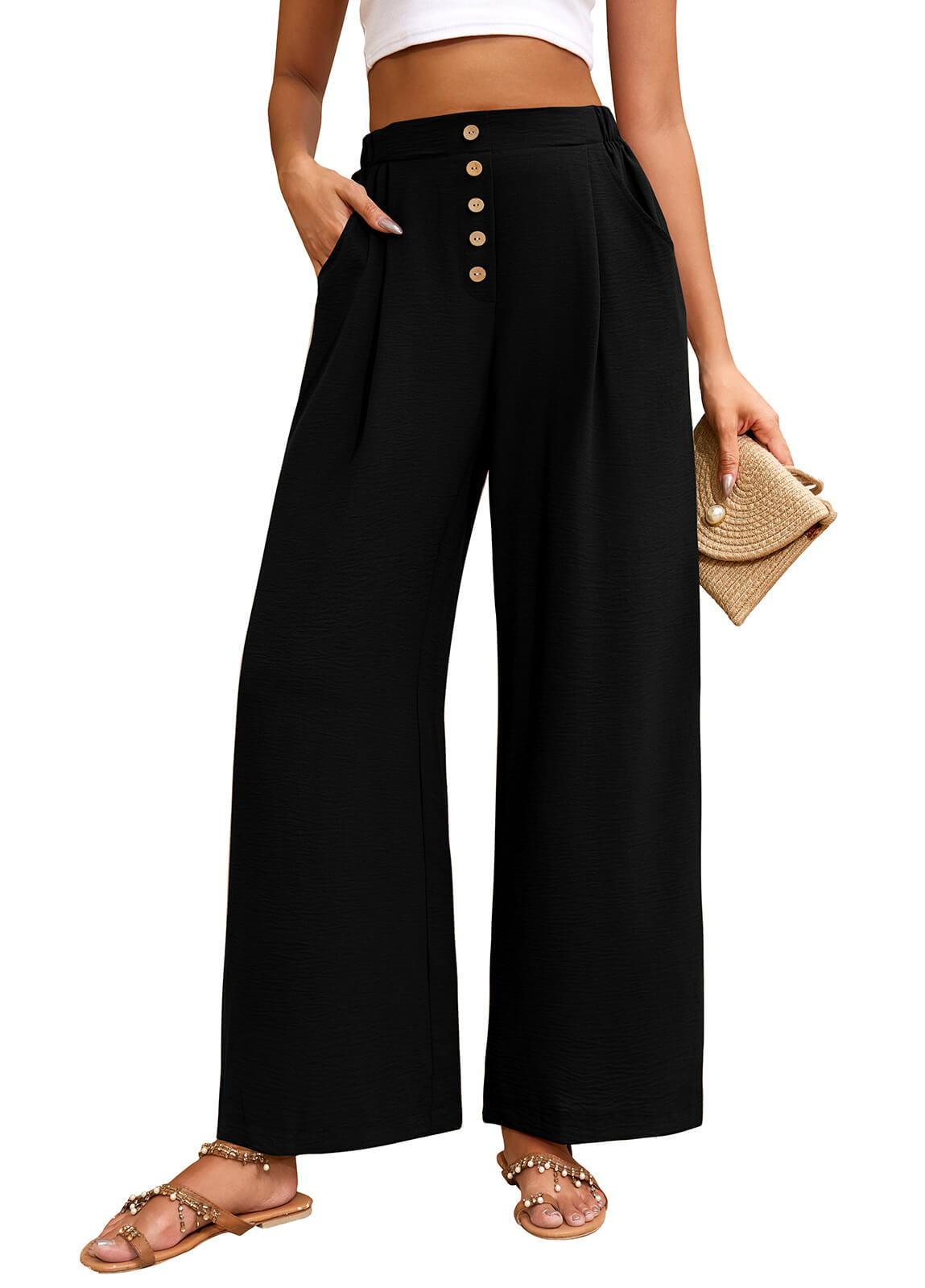 Damen Leinenhose Weites Bein