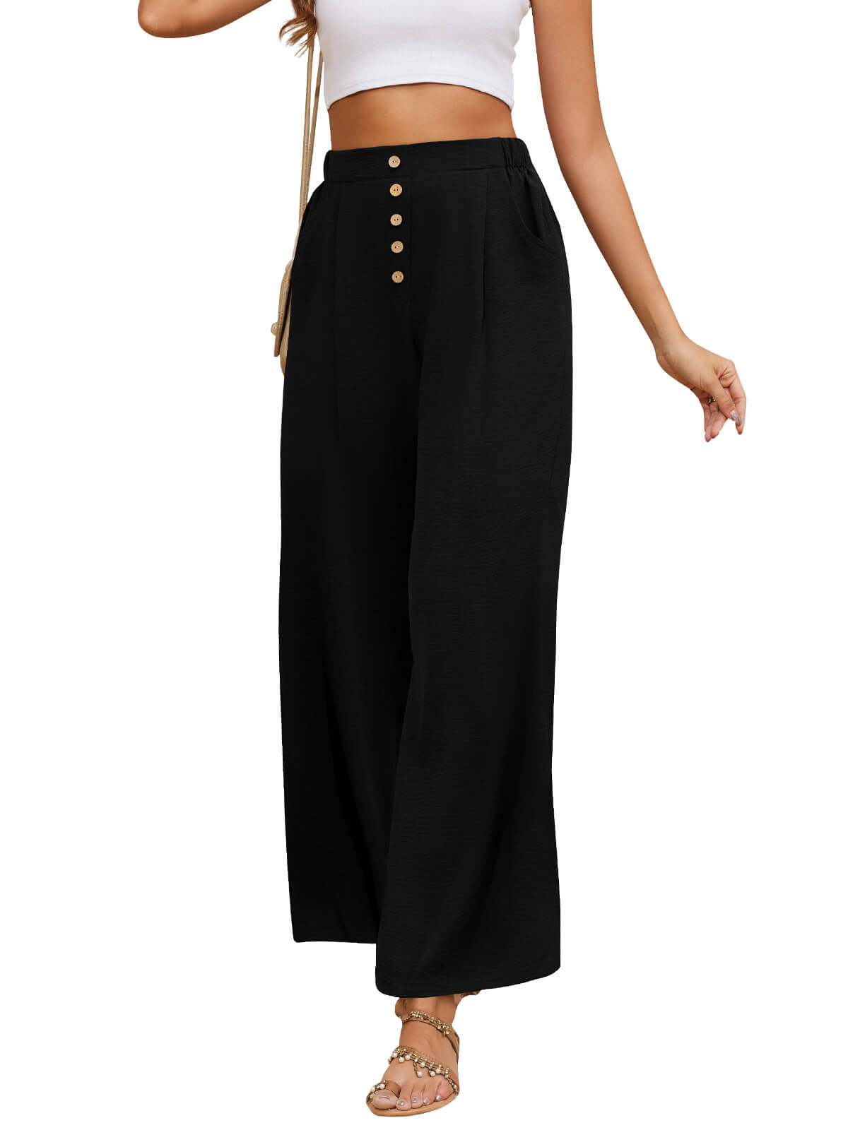 Damen Leinenhose Weites Bein