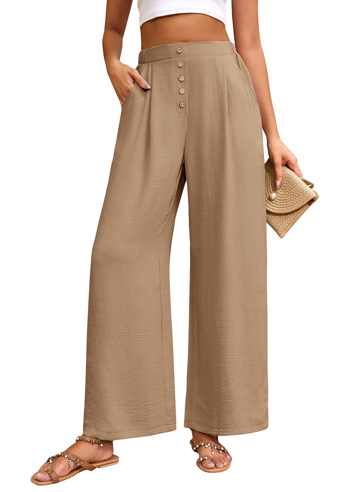 Damen Leinenhose Weites Bein