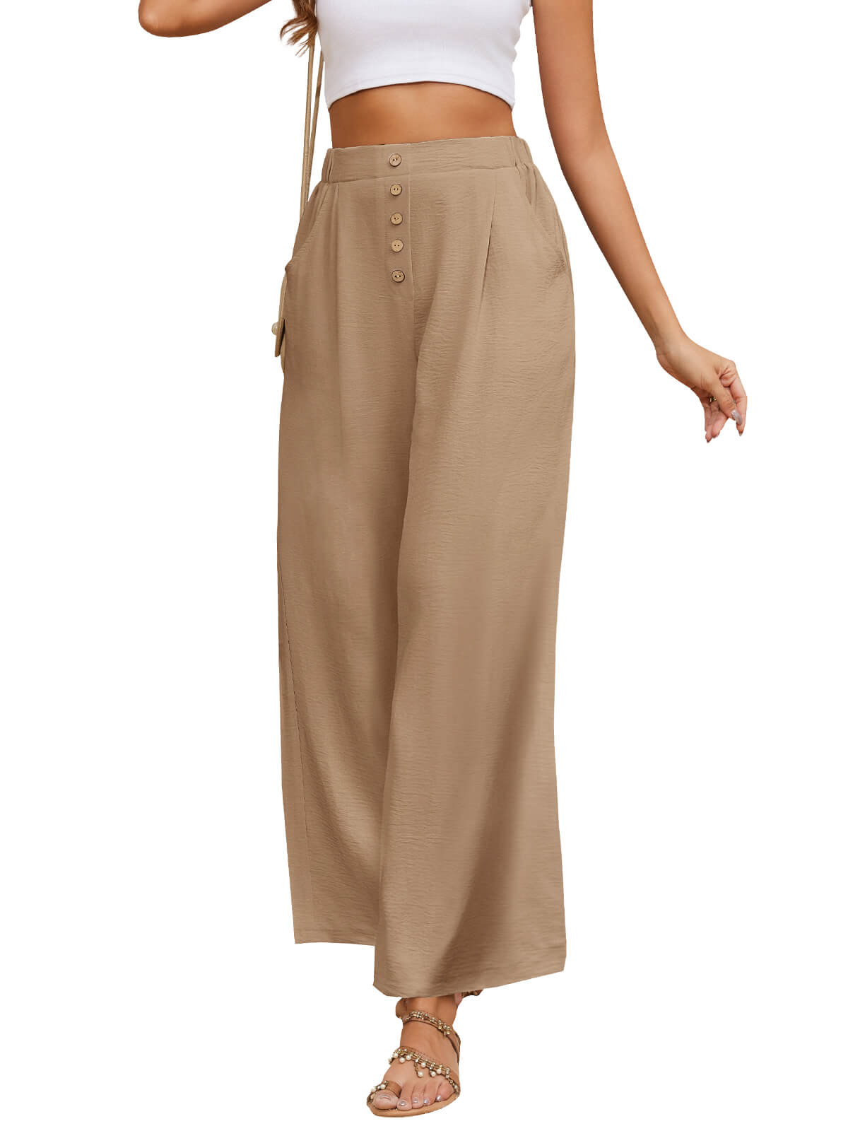 Damen Leinenhose Weites Bein