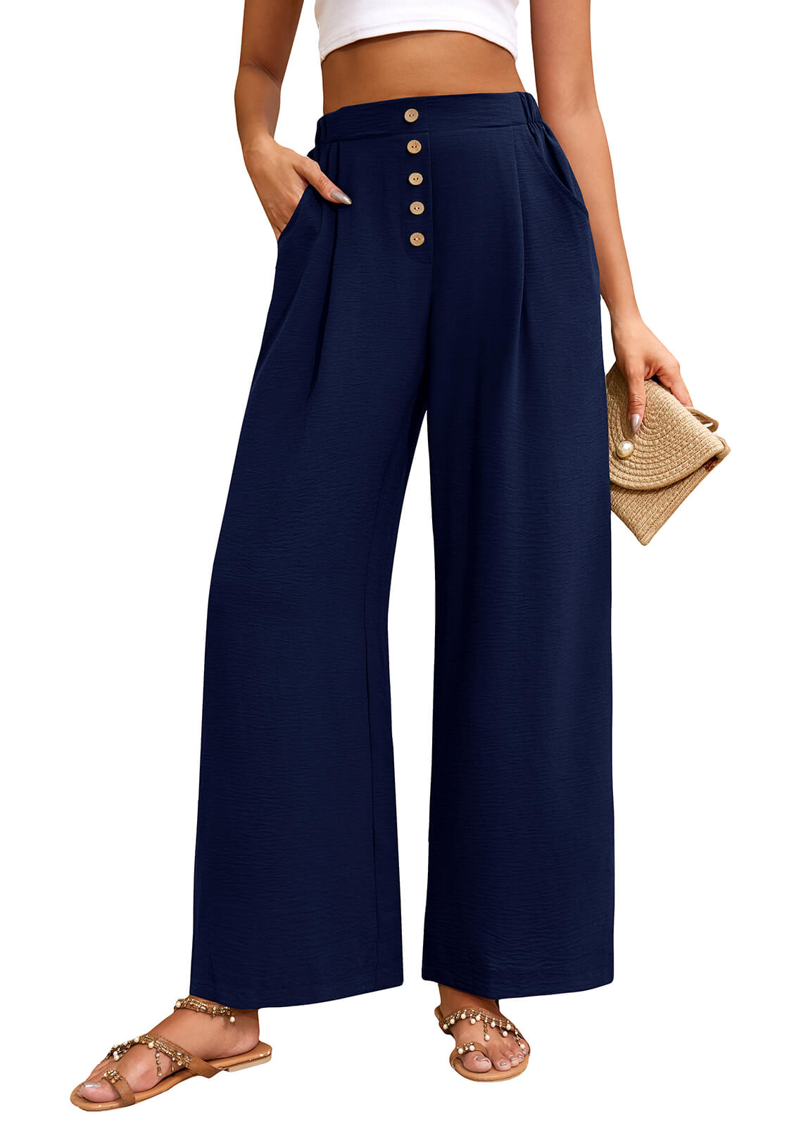 Damen Leinenhose Weites Bein