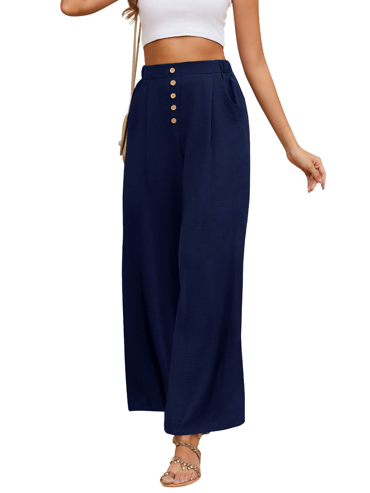 Damen Leinenhose Weites Bein
