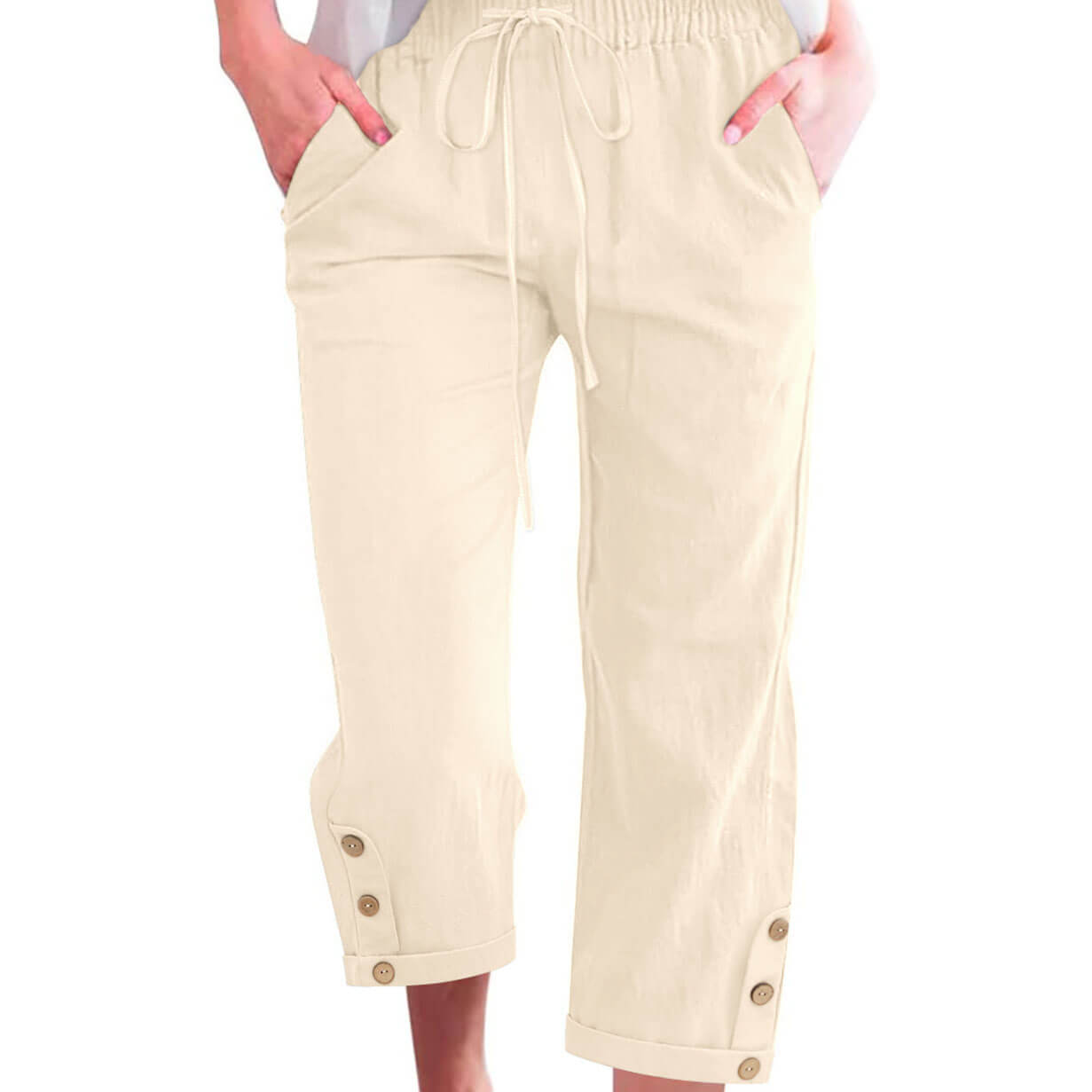 Women's High Waist Drawstring Capris Pants with Pockets Secondary image