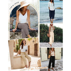 Women's High Waist Drawstring Capris Pants with Pockets