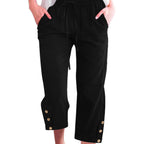 Women's High Waist Drawstring Capris Pants with Pockets