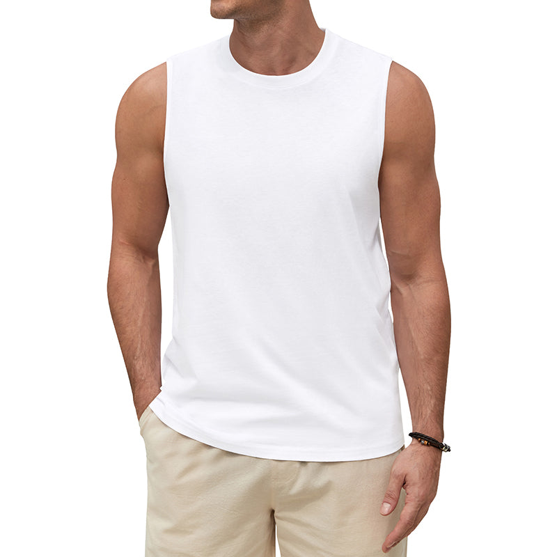 a white sleeveless shirt  heekpek Round Neck Vest