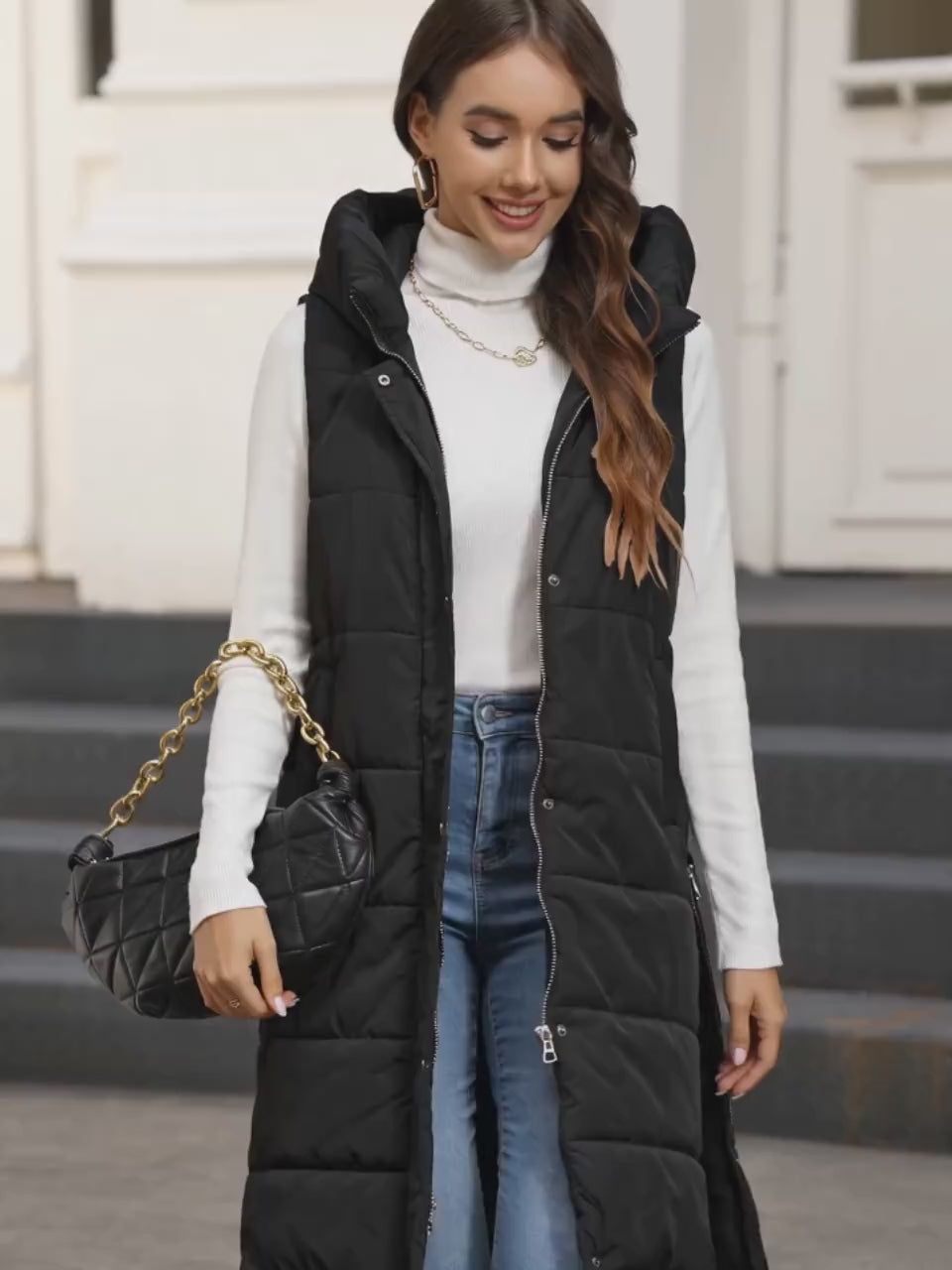 HEEKPEK Womens Winter Hooded Puffer Vest Quilted Coat