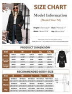woman hoodie coat size chart